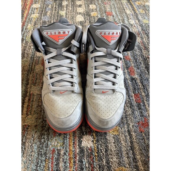 Size 10- Nike Air Flight Falcon Wolf Grey Orange Used - Picture 1 of 6